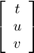 $\left[\begin{array}{c} t \\ u \\ v \end{array} \right]$